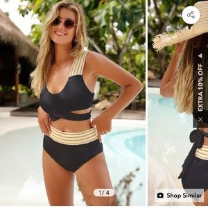 Cupshe Gold and Black bikini Size Small NWT